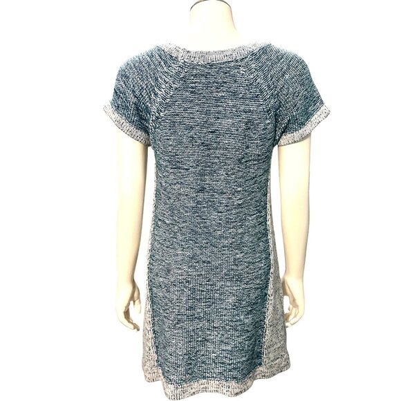 CCC Heathered Blue White Cap Sleeve Knit Dress Marine Layer Bodycon Pockets Med - Picture 3 of 8